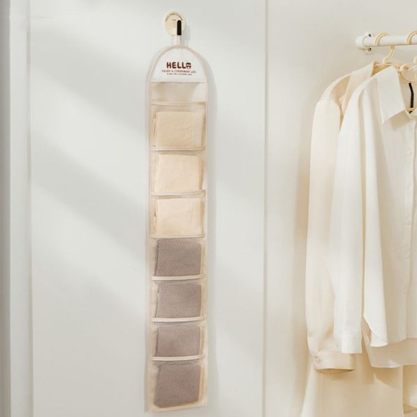 Underwear Storage Bag Socks And Hair Accessories Hanging Organizer Storage Bag (Cream Color)