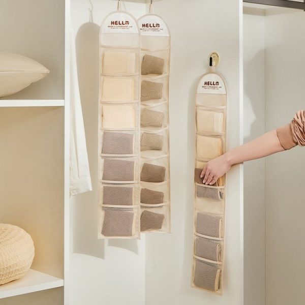 Underwear Storage Bag Socks And Hair Accessories Hanging Organizer Storage Bag (Cream Color) - Image 3