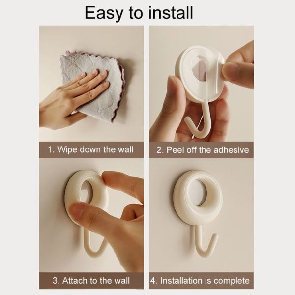 4pcs / Set Household Wall Hanging Hooks Dormitory Non-Marking Punch-Free Adhesive Hooks (White) - Image 9