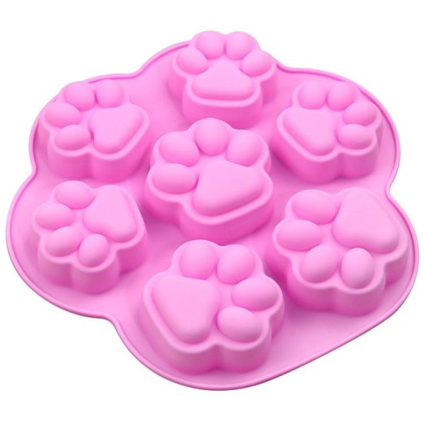 7 Cells Small and Large Cat Paw Silicone Cake Mould Cartoon DIY Handmade Essential Oil Soap Moulds (Pink) - Image 3