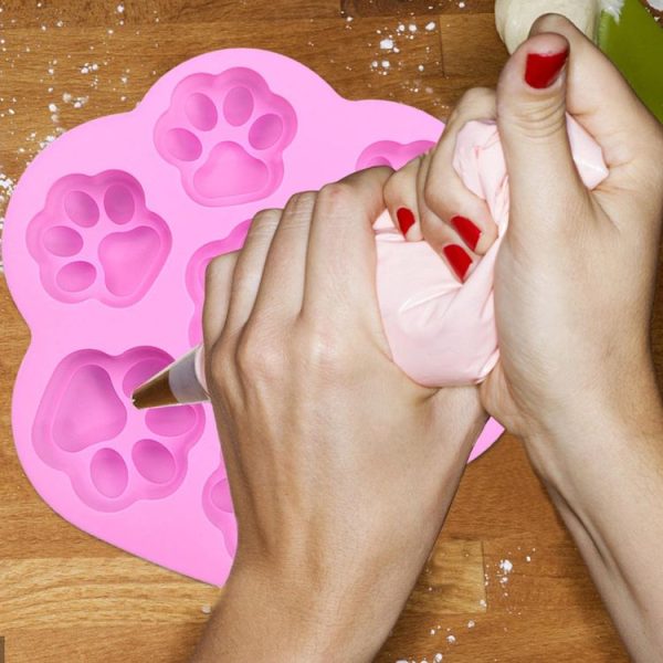 7 Cells Small and Large Cat Paw Silicone Cake Mould Cartoon DIY Handmade Essential Oil Soap Moulds (Pink) - Image 6