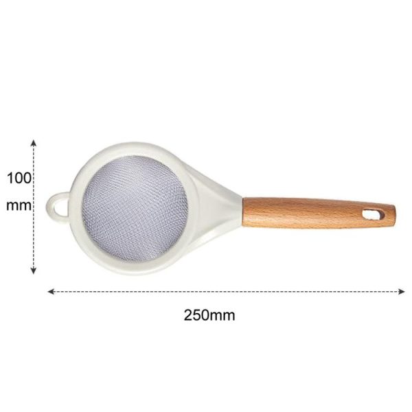 Household Stainless Steel Flour Sifter Kitchen Baking Strainer, Style: Wooden Handle - Image 3
