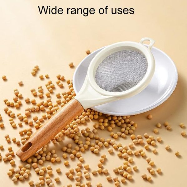 Household Stainless Steel Flour Sifter Kitchen Baking Strainer, Style: Wooden Handle - Image 4