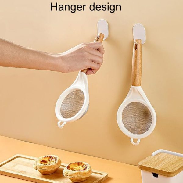 Household Stainless Steel Flour Sifter Kitchen Baking Strainer, Style: Wooden Handle - Image 6