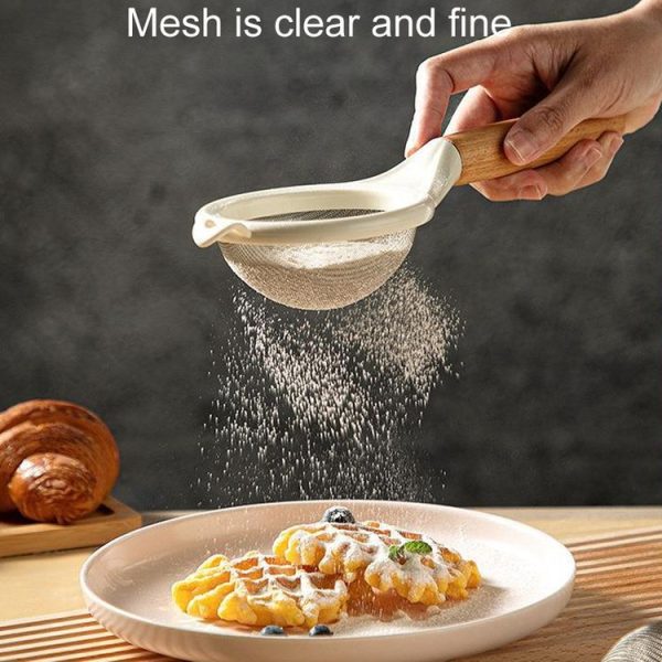 Household Stainless Steel Flour Sifter Kitchen Baking Strainer, Style: Wooden Handle - Image 7