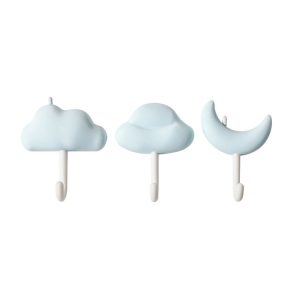 3pcs / Set Household Wall Hanging Hooks Dormitory Non-Marking Punch-Free Adhesive Hooks (Blue)