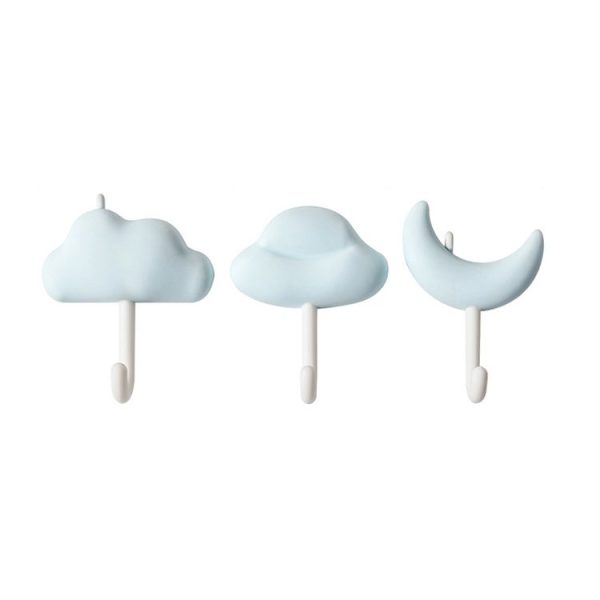 3pcs / Set Household Wall Hanging Hooks Dormitory Non-Marking Punch-Free Adhesive Hooks (Blue)