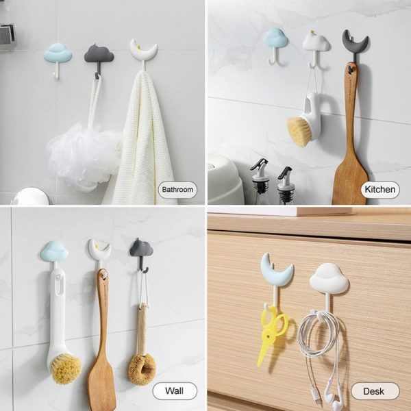 3pcs / Set Household Wall Hanging Hooks Dormitory Non-Marking Punch-Free Adhesive Hooks (Blue) - Image 8