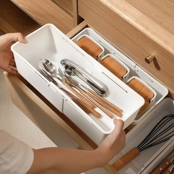 Drawer Fixed Retractable Storage Box With Divider Tableware Organizer, Style: Narrow Model - Image 7