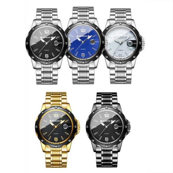 BINBOND B9696 Outdoor Calendar Luminous Waterproof Quartz Watch, Color: White Steel-White - Image 2