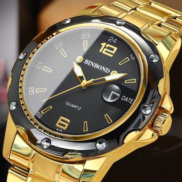BINBOND B9696 Outdoor Calendar Luminous Waterproof Quartz Watch, Color: White Steel-White - Image 3