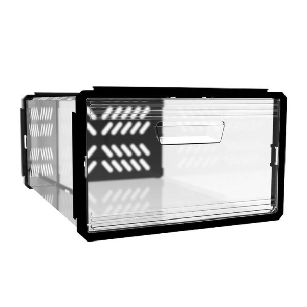 Drawer Type Plastic Shoe Box Dustproof Flap Folding Transparent Storage Box (Black)