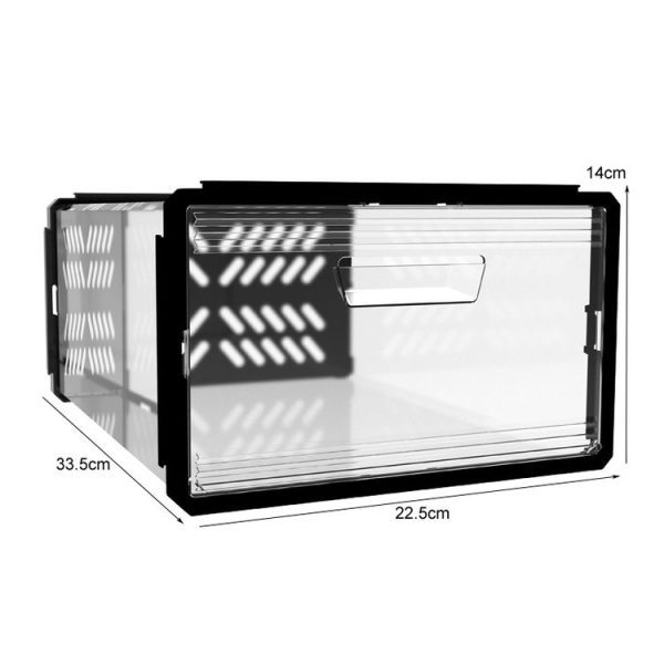 Drawer Type Plastic Shoe Box Dustproof Flap Folding Transparent Storage Box (Black) - Image 2