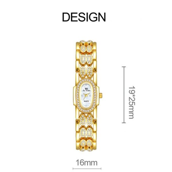 BS Bee Sister Stainless Steel Ladies Bracelet Watch Diamond Wristwatch (Golden Black) - Image 7