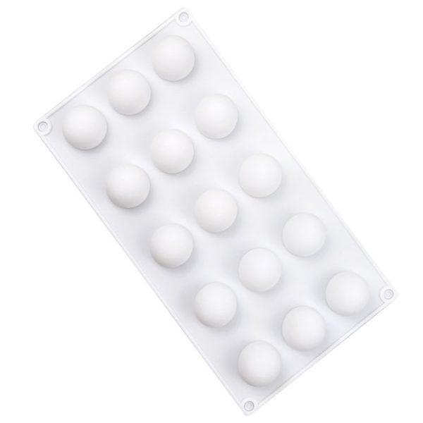 15 Grids Stereo Ball Silicone Moulds Ball Shape Ice Cream Mould (White)