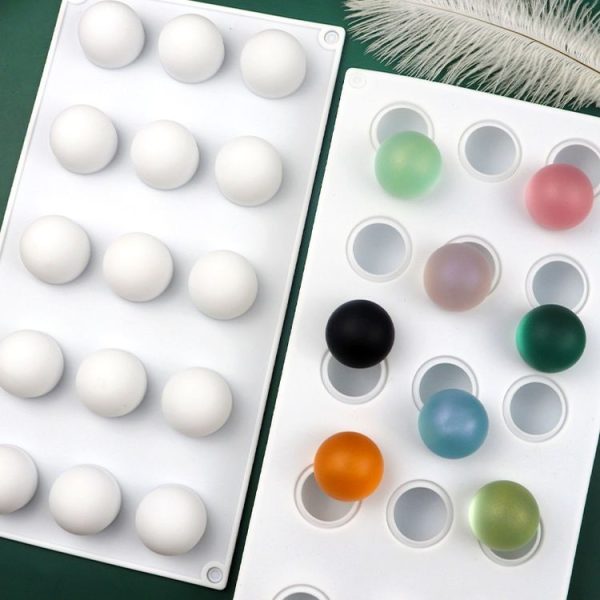 15 Grids Stereo Ball Silicone Moulds Ball Shape Ice Cream Mould (White) - Image 2