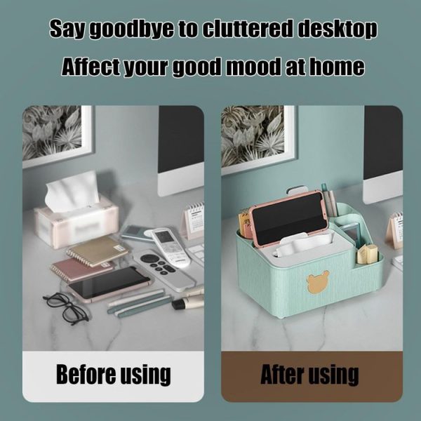Drawing Paper Desktop Organizer Coffee Table Multifunctional Remote Control Storage Box, Color: White Small - Image 3