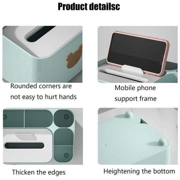 Drawing Paper Desktop Organizer Coffee Table Multifunctional Remote Control Storage Box, Color: White Small - Image 6