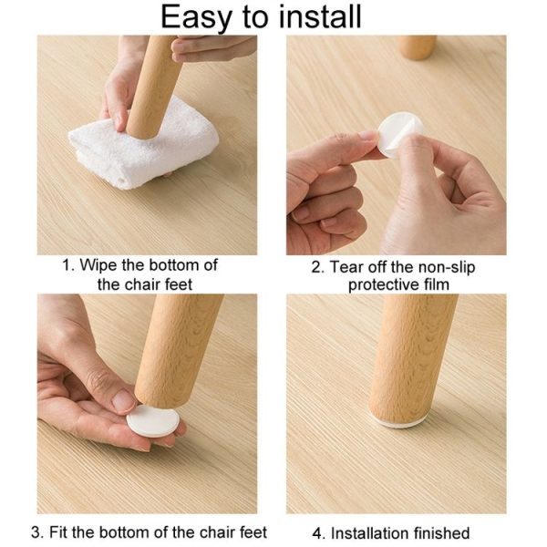 4pcs / Set Silent And Wear Resistant Chair Foot Cover Household Stool Anti-Slip Protective Pads, Style: 60mm Round white - Image 9