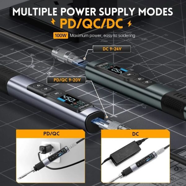 FNIRSI Portable Constant Temperature Soldering Iron Set, Model: HS-02A Standard-B Round Tip - Image 3