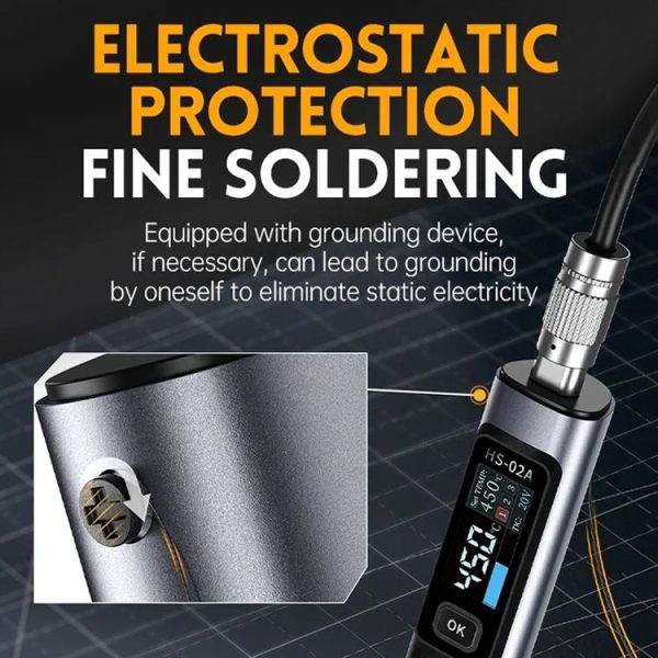 FNIRSI Portable Constant Temperature Soldering Iron Set, Model: HS-02A Standard-B Round Tip - Image 8