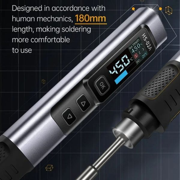 FNIRSI Portable Constant Temperature Soldering Iron Set, Model: HS-02A Standard-B Round Tip - Image 9