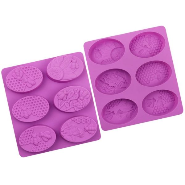 6 Grids Oarbone Bee Silicone Cake Mold Handmade Soap Pudding Mold (Yellow) - Image 3