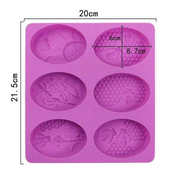 6 Grids Oarbone Bee Silicone Cake Mold Handmade Soap Pudding Mold (Yellow) - Image 6