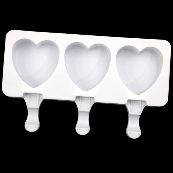 3 Grids Heart Shape Ice Cream Model DIY Pudding Mold Without Stick (White) - Image 2