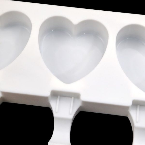 3 Grids Heart Shape Ice Cream Model DIY Pudding Mold Without Stick (White) - Image 4