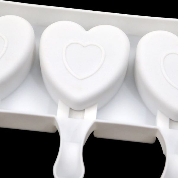 3 Grids Heart Shape Ice Cream Model DIY Pudding Mold Without Stick (White) - Image 5