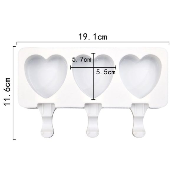 3 Grids Heart Shape Ice Cream Model DIY Pudding Mold Without Stick (White) - Image 6