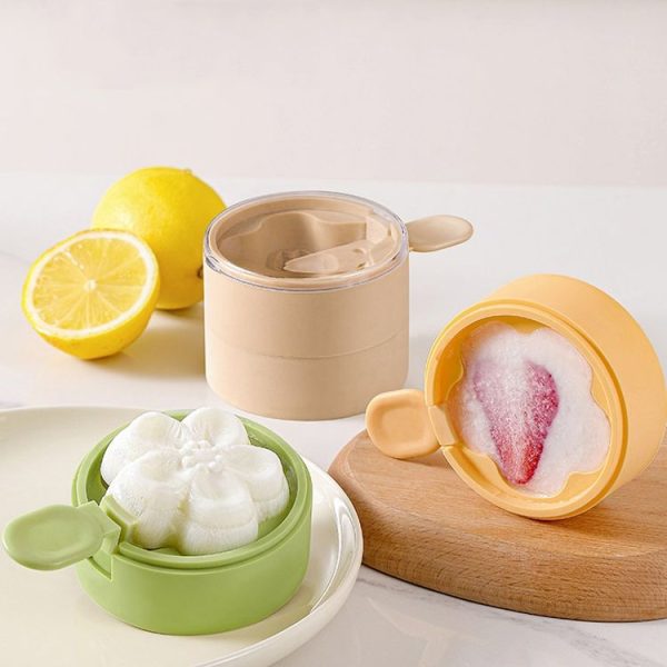 Homemade Dual Layer Ice Cream Mould Summer DIY Frozen Silicone Ice Box (Apricot Color) - Image 2