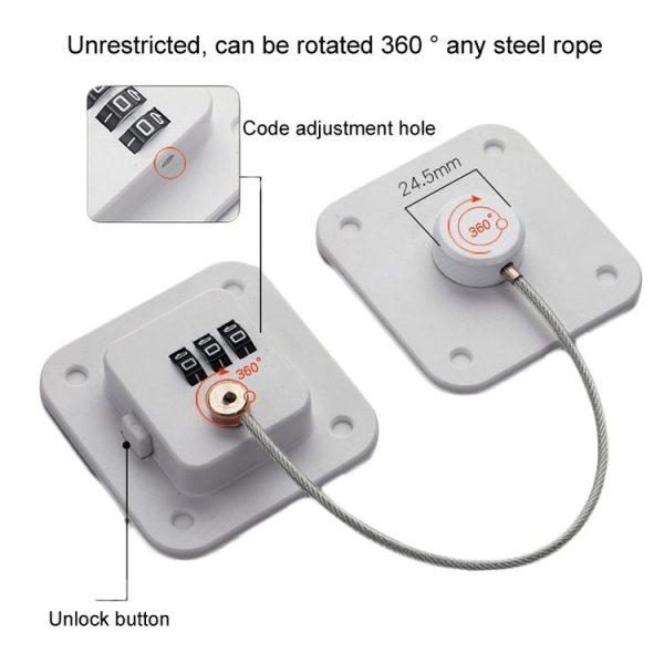 Child Safety Lock No Hole Window Limiter Refrigerator Drawer Cabinet Combination Lock, Specification: 3-bit Black - Image 3