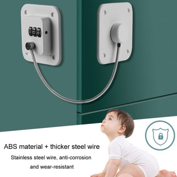 Child Safety Lock No Hole Window Limiter Refrigerator Drawer Cabinet Combination Lock, Specification: 3-bit Black - Image 6