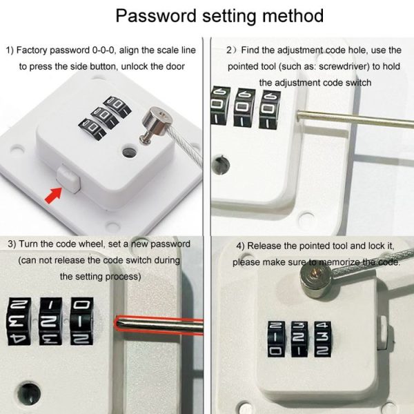 Child Safety Lock No Hole Window Limiter Refrigerator Drawer Cabinet Combination Lock, Specification: 3-bit Black - Image 7
