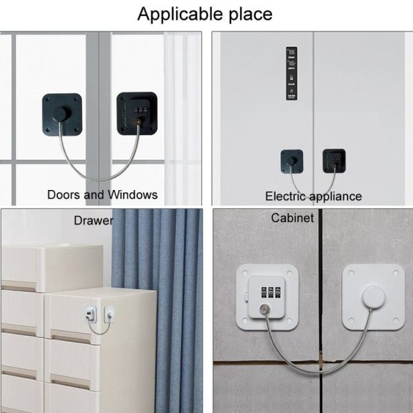 Child Safety Lock No Hole Window Limiter Refrigerator Drawer Cabinet Combination Lock, Specification: 3-bit Black - Image 8