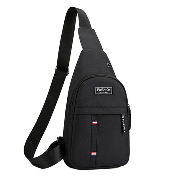 Men Chest Bag Casual Sports Shoulder Crossbody Bag Canvas Backpack (Black)