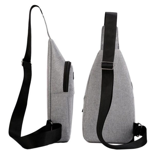 Men Chest Bag Casual Sports Shoulder Crossbody Bag Canvas Backpack (Black) - Image 3