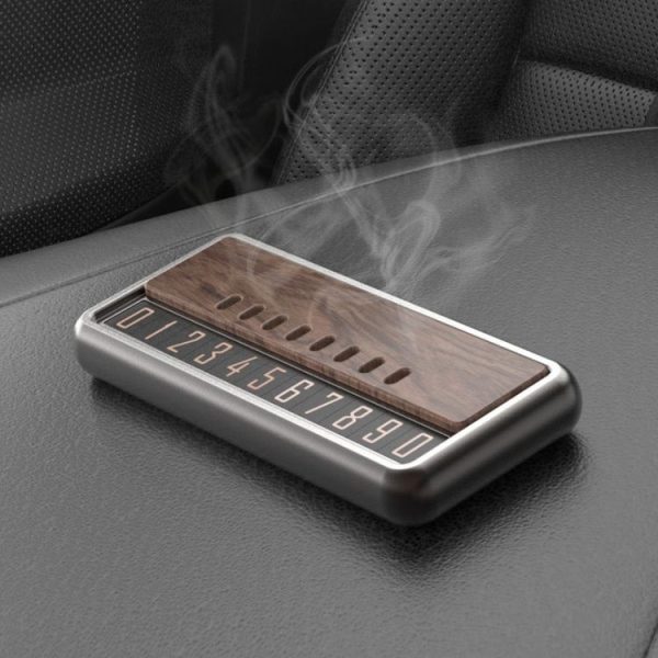 Car Metal Wood Aromatherapy Magnetic Luminous Car Moving Number Plate (Metal+Log) - Image 2