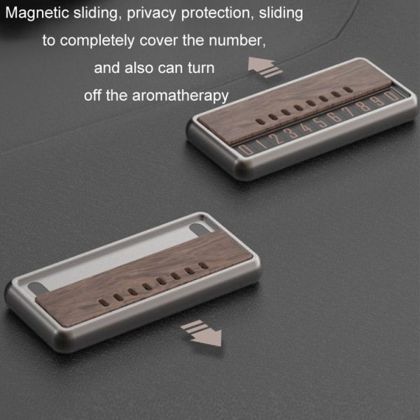 Car Metal Wood Aromatherapy Magnetic Luminous Car Moving Number Plate (Metal+Log) - Image 6