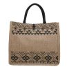Nation Style Printing Handbag Simple Large Capacity Linen Tote Bag (Triangle)