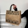 Nation Style Printing Handbag Simple Large Capacity Linen Tote Bag (Triangle) - Image 4