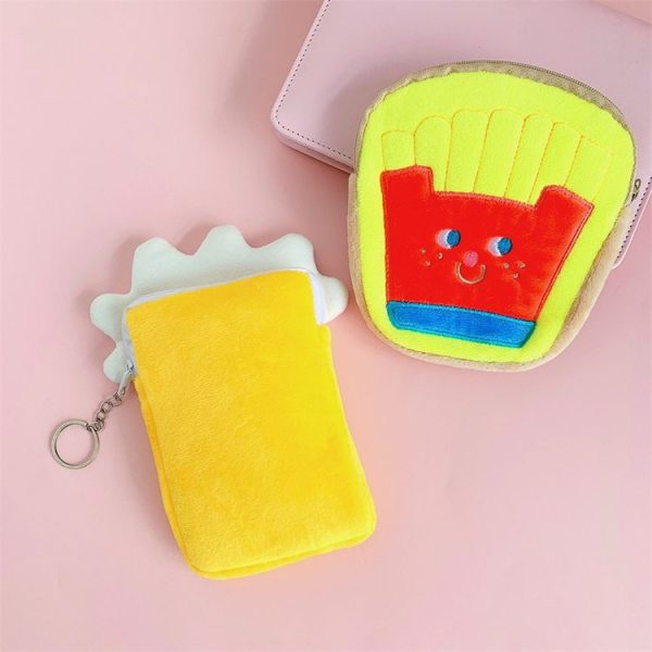 Cute Breakfast Cartoon Wallet Coin Lipstick Data Cable Storage Bag Purse, Style: Fries - Image 4