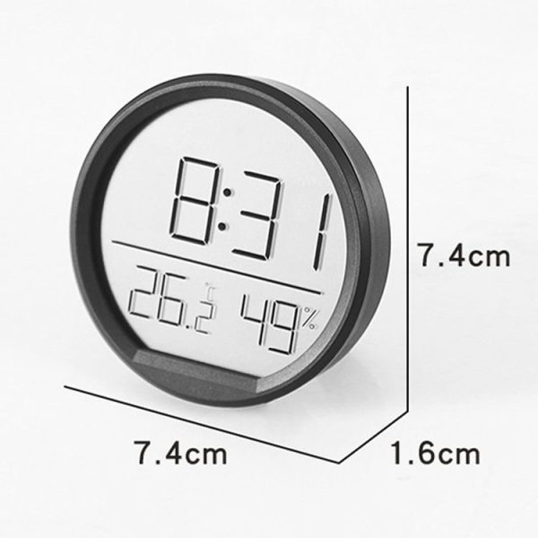 Slim Magnetic Thermometer And Hygrometer Clock Home Wall-Mounted Electronic Clock (White) - Image 3