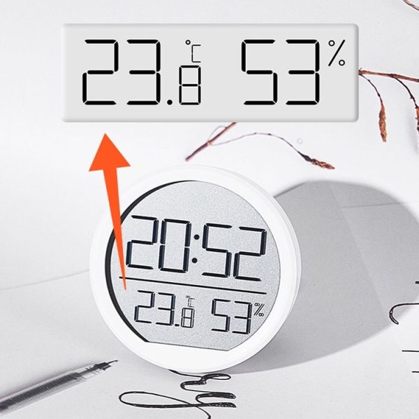 Slim Magnetic Thermometer And Hygrometer Clock Home Wall-Mounted Electronic Clock (White) - Image 6