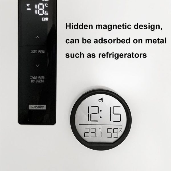 Slim Magnetic Thermometer And Hygrometer Clock Home Wall-Mounted Electronic Clock (White) - Image 7