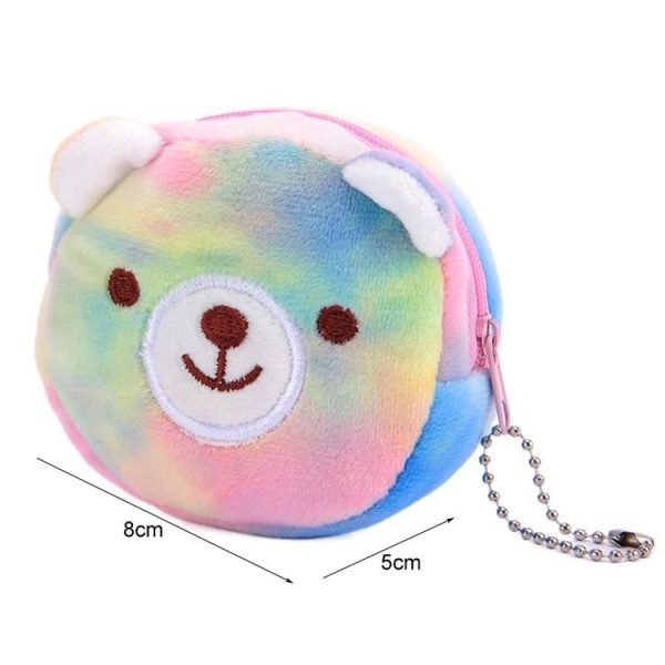Mini Colorful Round Plush Coin Purse Lipstick Data Cable Portable Bag, Style: Rabbit - Image 2