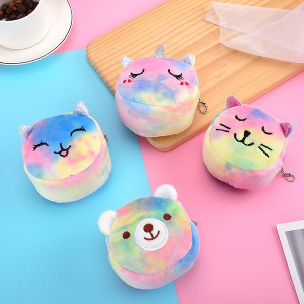 Mini Colorful Round Plush Coin Purse Lipstick Data Cable Portable Bag, Style: Rabbit - Image 4