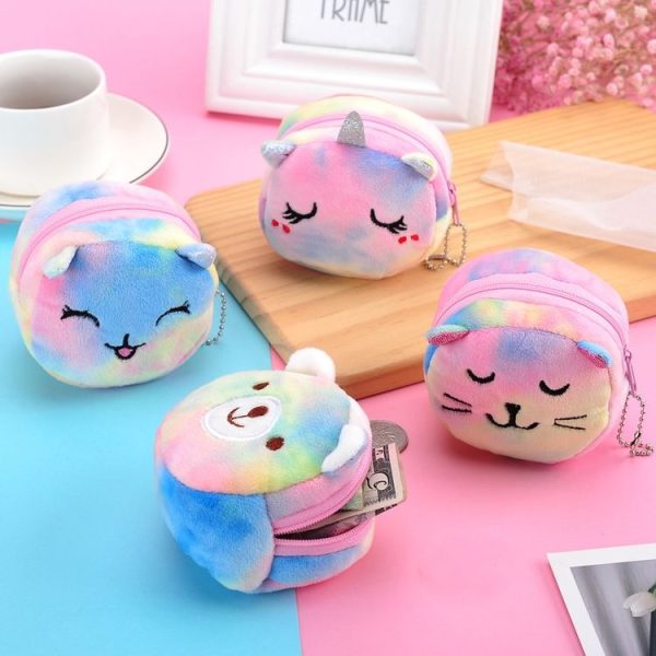 Mini Colorful Round Plush Coin Purse Lipstick Data Cable Portable Bag, Style: Rabbit - Image 5